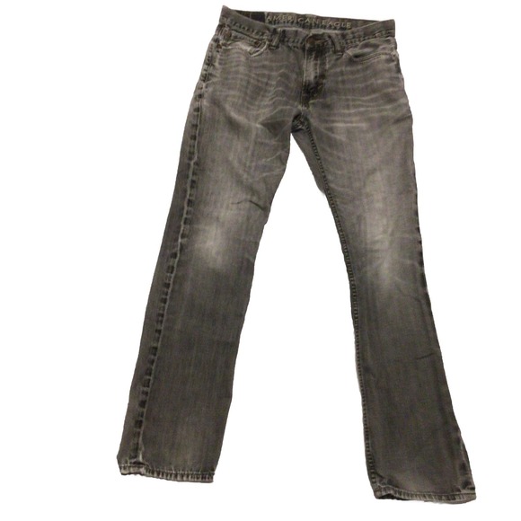 American Eagle Outfitters Other - Men's American Eagle Outfitters Slim Straight Jeans 30x32 Grey Wash Frayed Hems